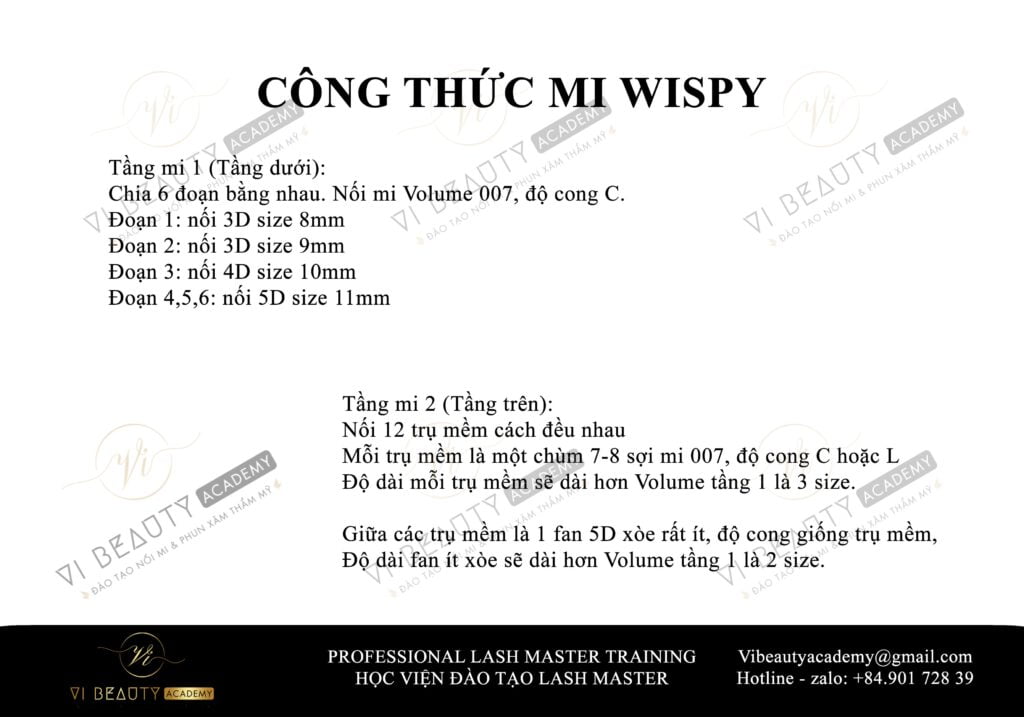 Công thức Mi thiết kế số 9 1 Công thức mi thiết kế Vi Beauty Academy