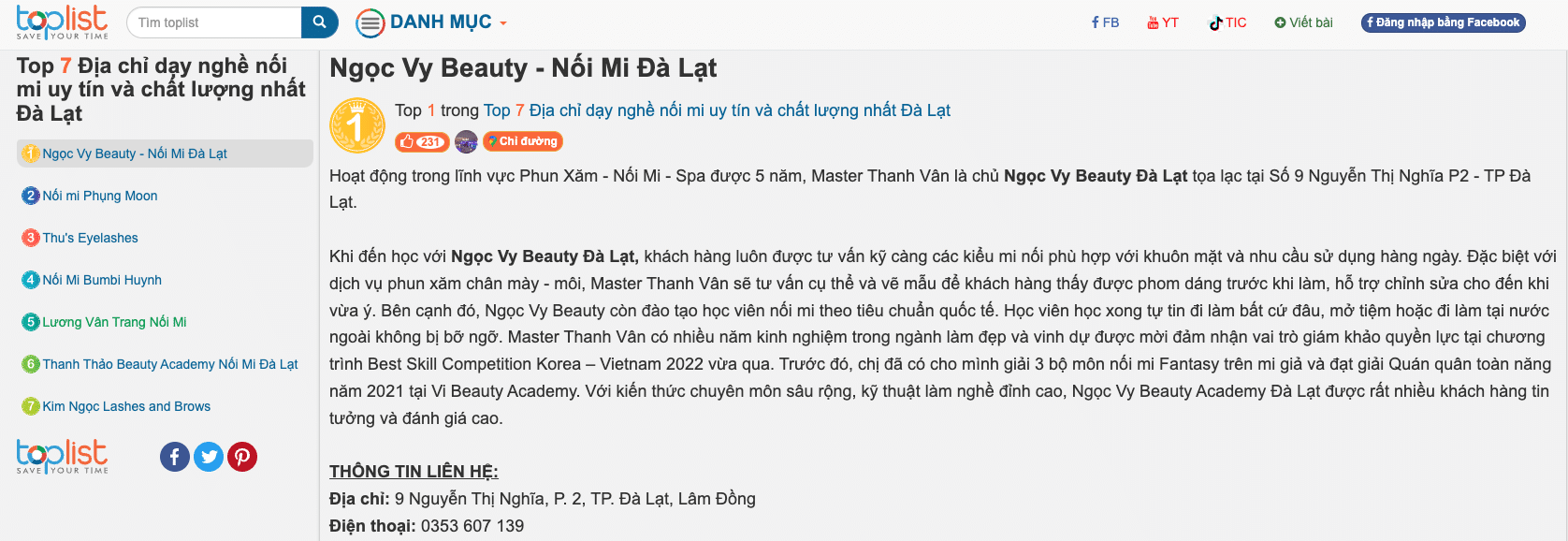 Nối mi đà lạt Ngọc Vy Beauty 9 Nguyễn Thị Nghĩa, P2