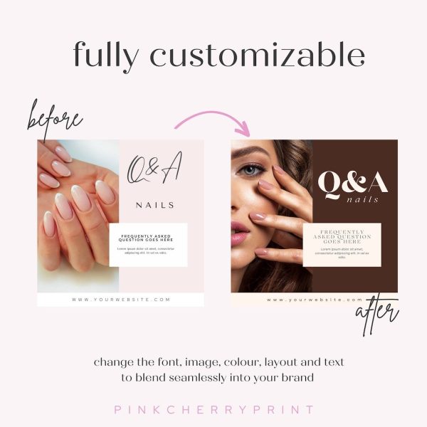 (EN )80 Nail Instagram Social Media Post Templates - Editable Canva Templates - Hình ảnh 4